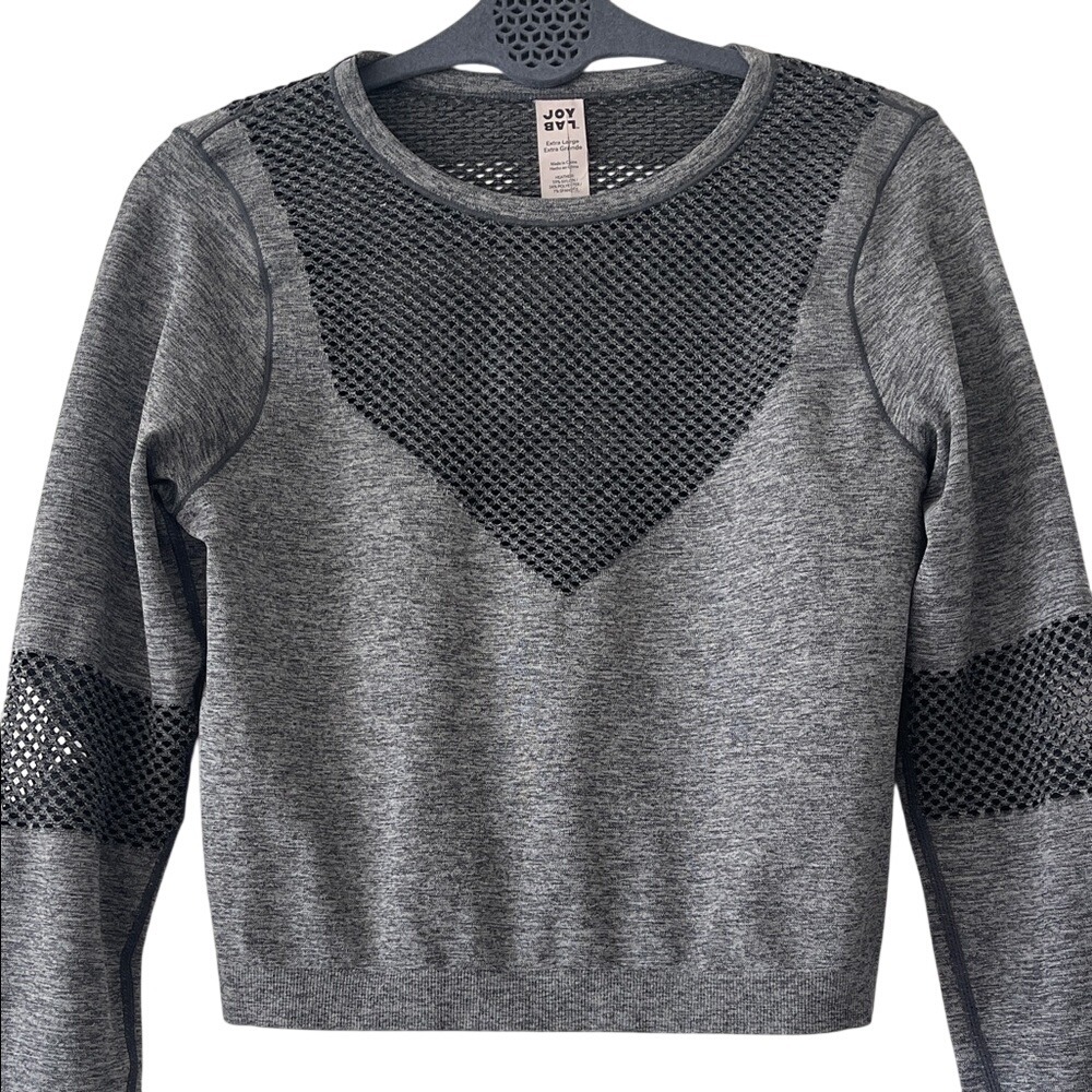 JoyLab Heathered Gray Mesh Workout Athletic Top XL‎